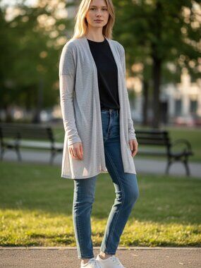 Eileen Fisher Open-Front Cardigan XS White 100% Linen Women's Casual Wear